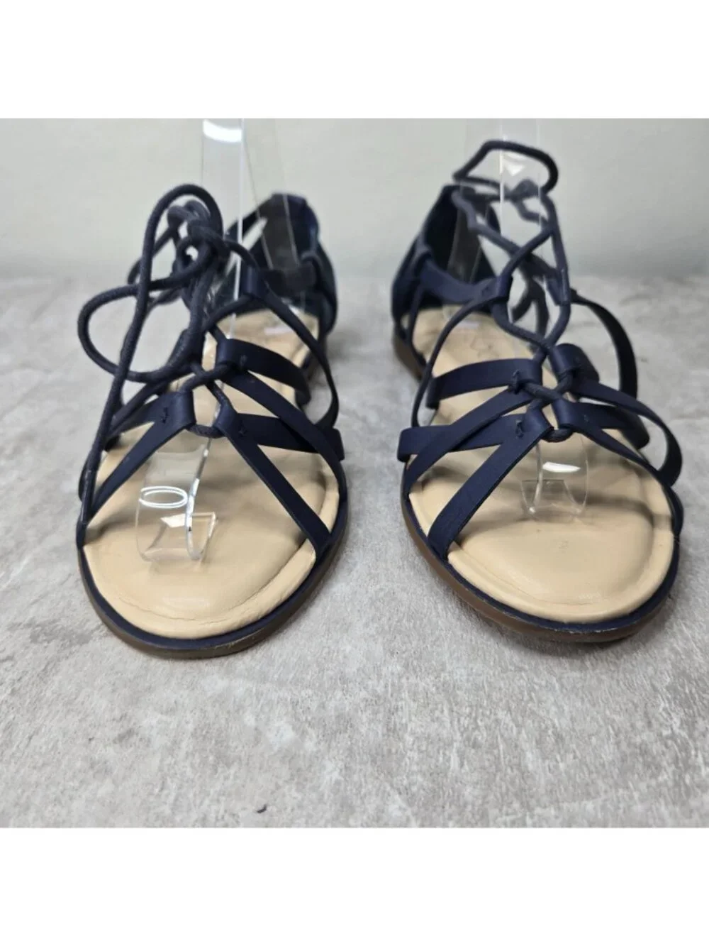 Sole Society Flat Gladiator Sandals Sz 9.5 Blue Leather Casual Bohemian Strappy